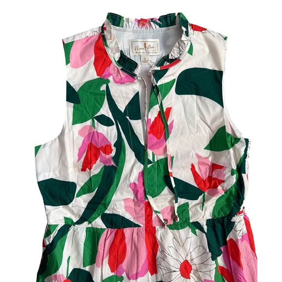 Flora Bea NYC‎ Reeta Honolulu Poplin Colorful Floral Tiered Dress Size Small - Picture 10 of 11